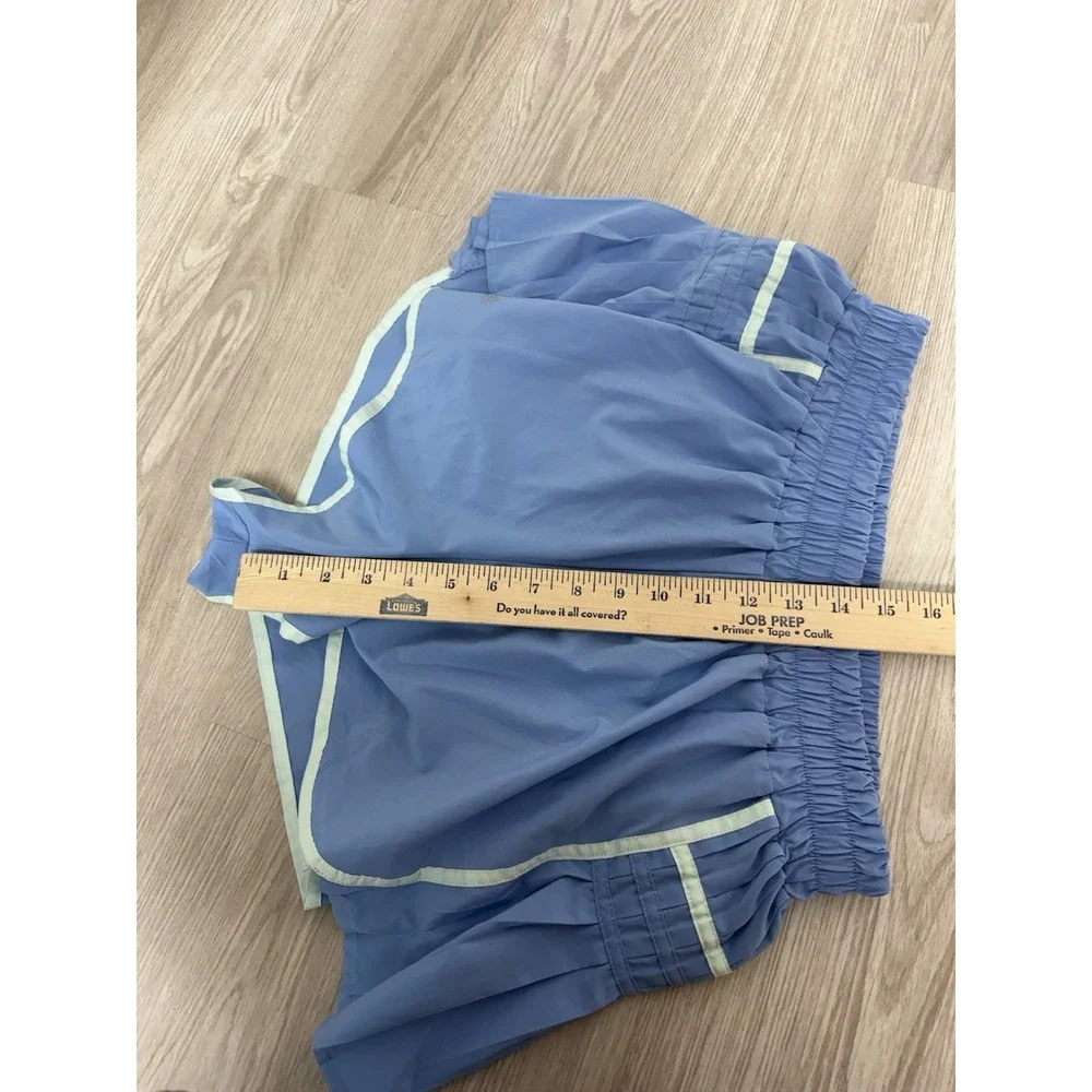 Simply Southern Blue Pleated Mint Piping Athletic High Rise Flowy Train Shorts M